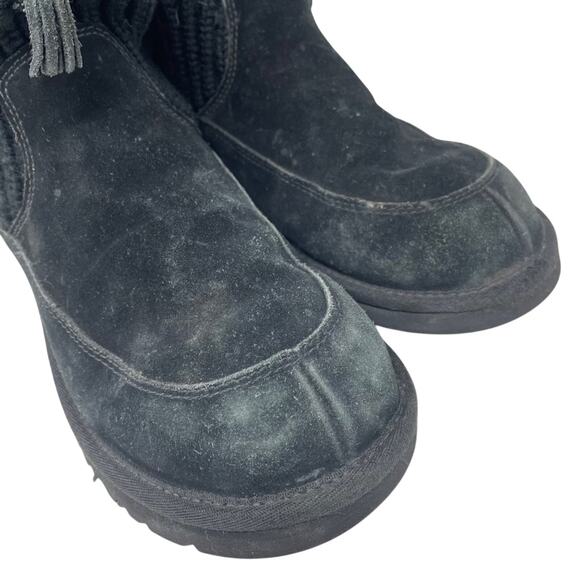 UGG Suburb Black Crochet and Suede Boots Size 6 - Picture 11 of 12